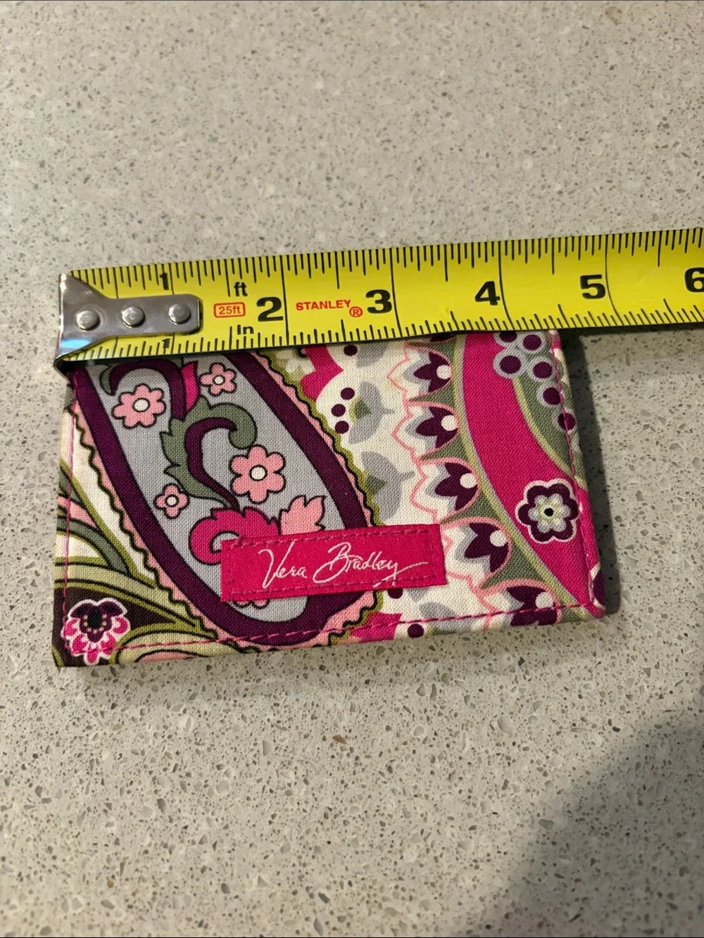 Vera Bradley Pink Orange Green Floral Quilted Wristlet with Card Case